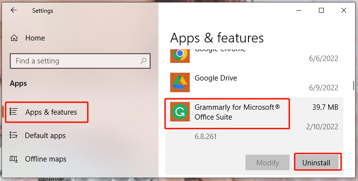 uninstall Grammarly
