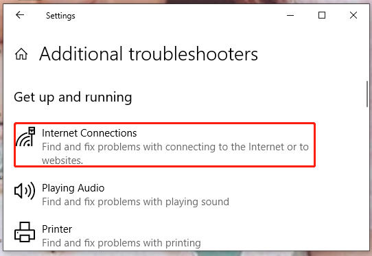 click Internet Connections