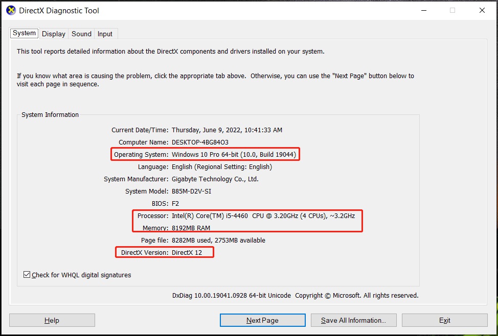 directX diagnostic tool