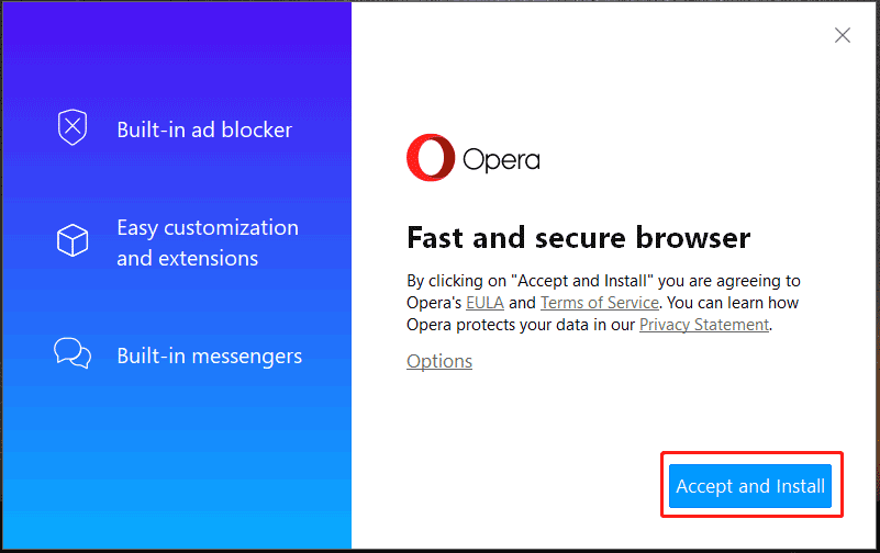 install Opera on Windows 10