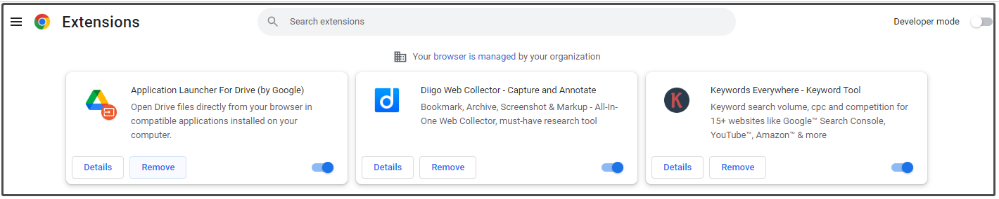 disable extensions