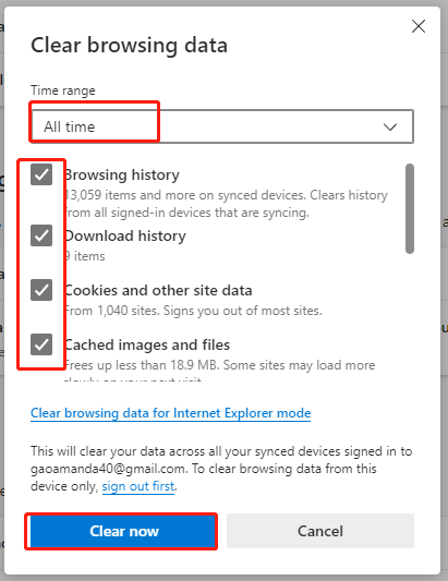clear browsing data on Edge