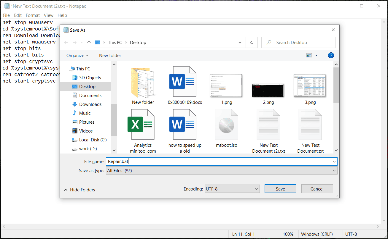 create batch file