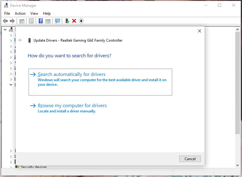 hit Search automatically for drivers