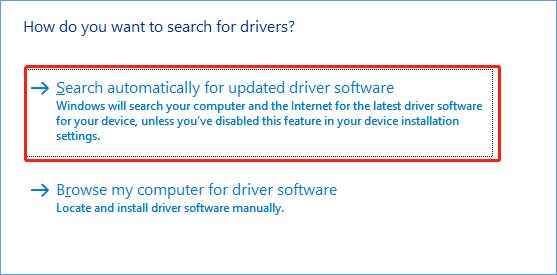 search for updated driver automatically