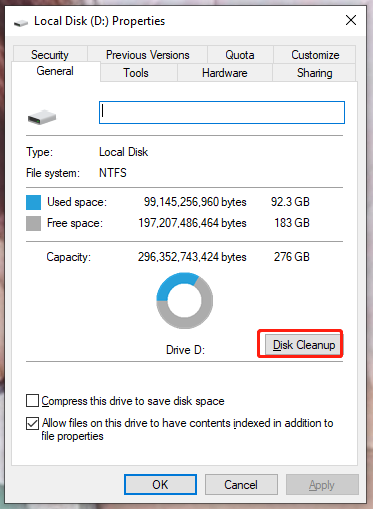hit Disk Cleanup