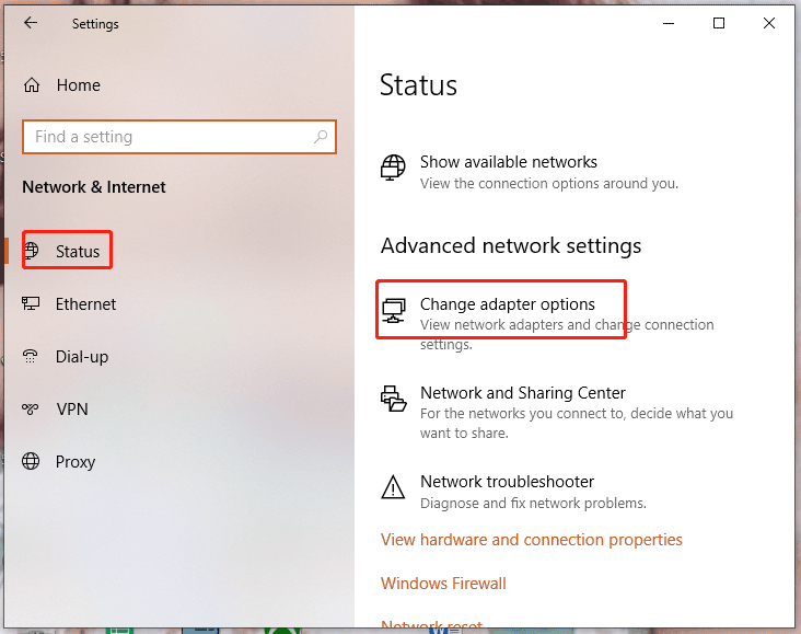hit Change adapter settings