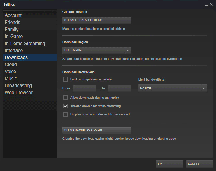 hit Clear download Cache