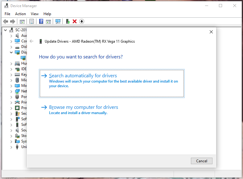 hit Search automatically for drivers