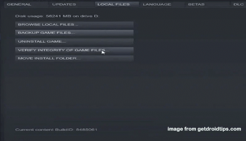 hit Verify integrity of Game files