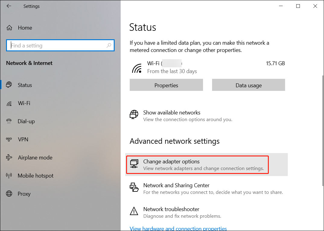 change adapter options