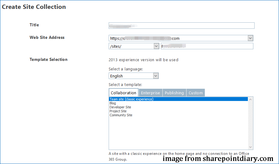 create site collection