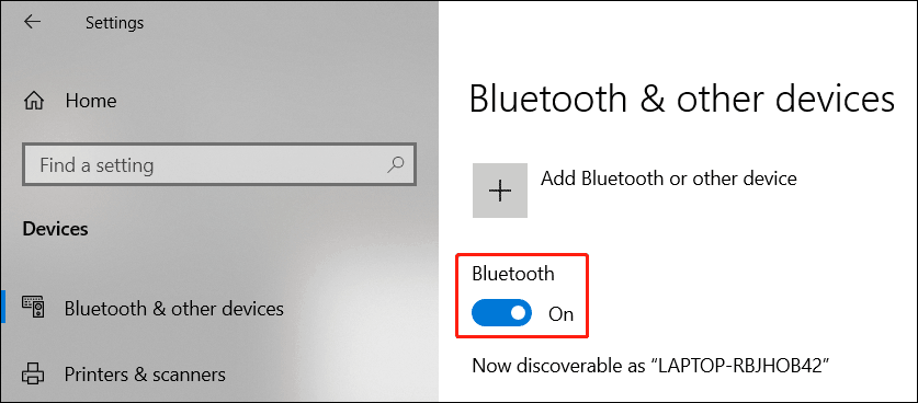 check Bluetooth in the Settings app