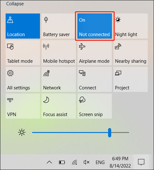 turn on Bluetooth on Windows 10