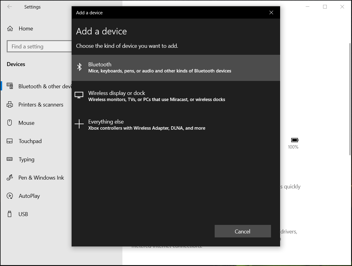 add a Bluetooth device on Windows 10