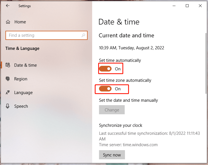 set time and data automatically