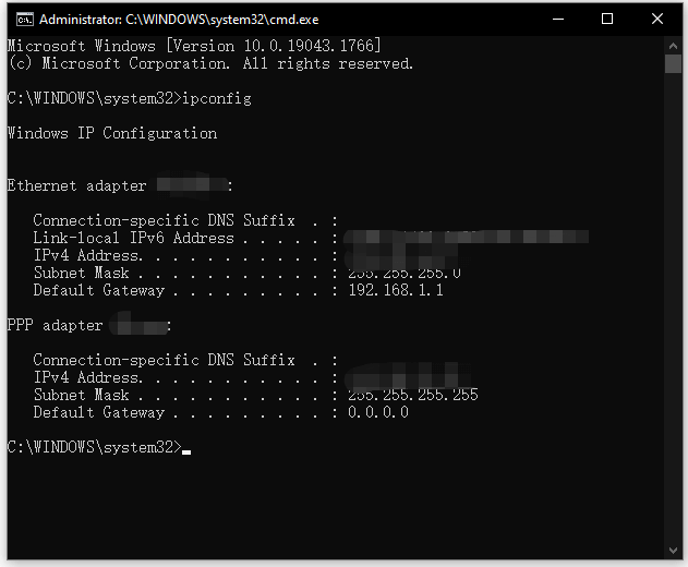 check IP address with CMD