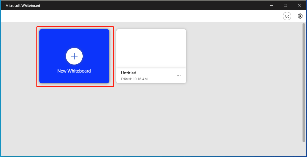 Microsoft Whiteboard app interface