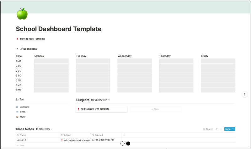 school dashboard template