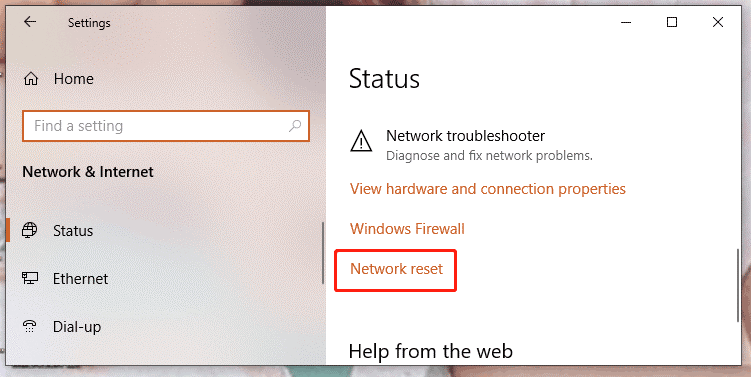 hit Network reset