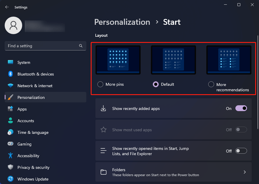 personalize the Start menu