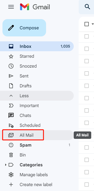 choose the All Mail tab