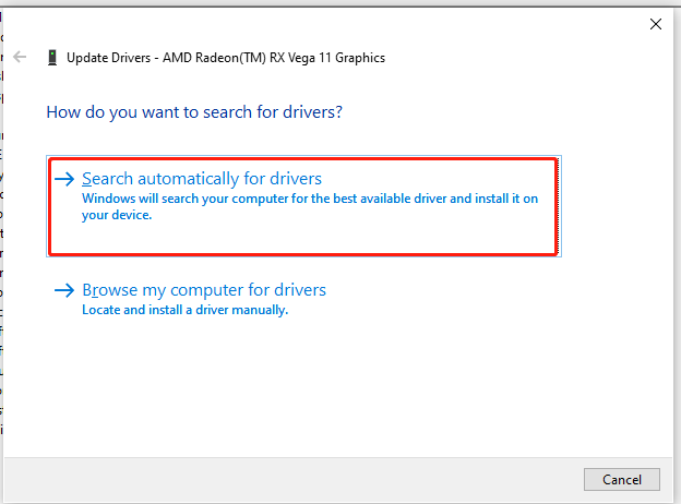 Search automatically for drivers