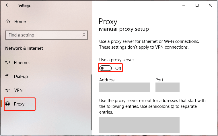turn off Proxy