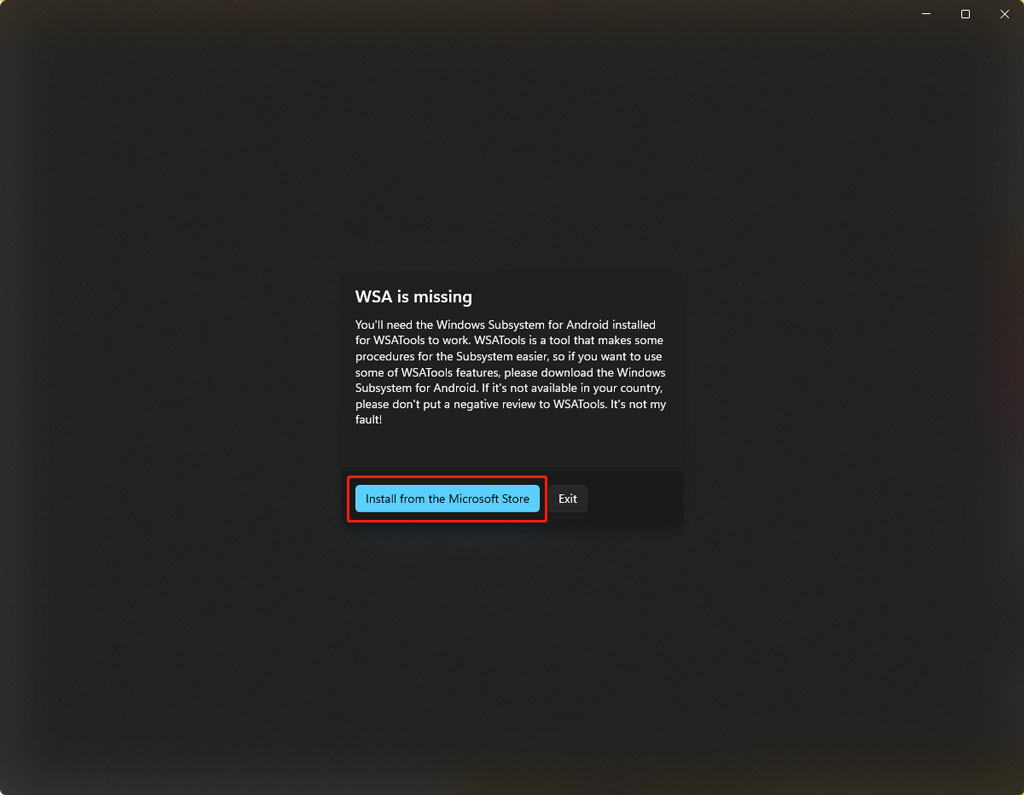 install Windows Subsystem for Android from Microsoft Store