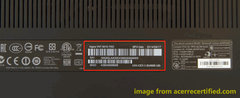 Acer serial number check