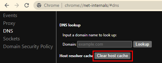 click Clear host cache