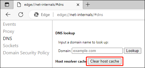 clear host cache in edge