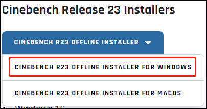 choose CINEBENCH R23 OFFLINE INSTALLER FOR WINDOWS