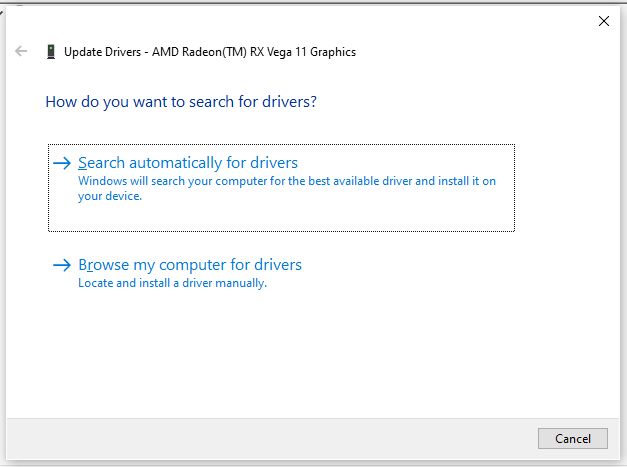 hit Search automatically for drivers