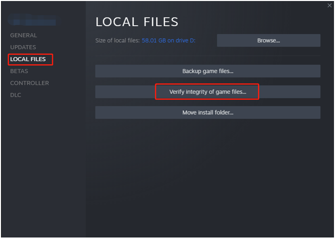 hit Verify integrity of game files