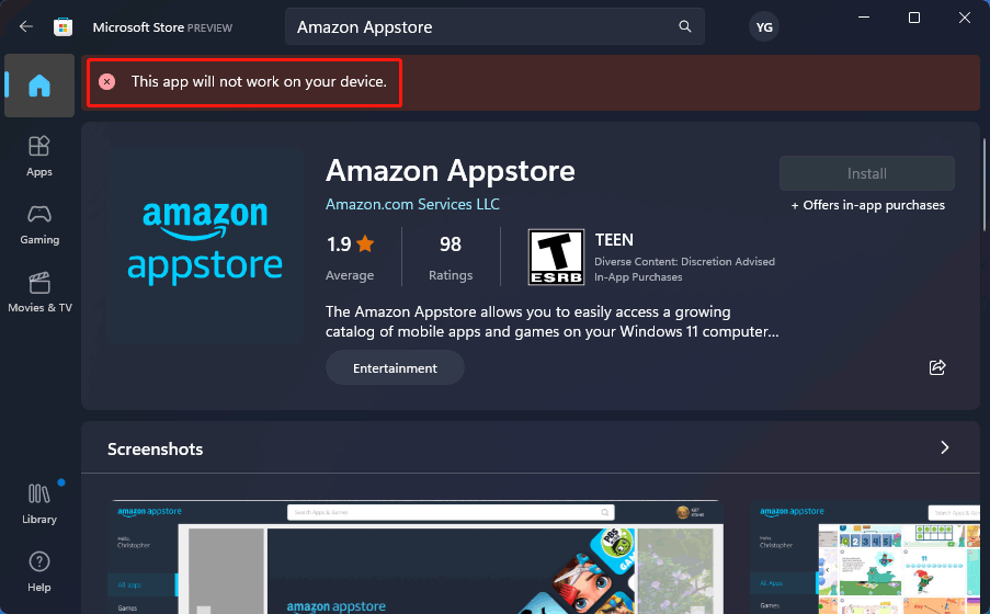 This app will not work on your device