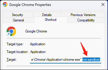 turn off sandbox mode in Chrome