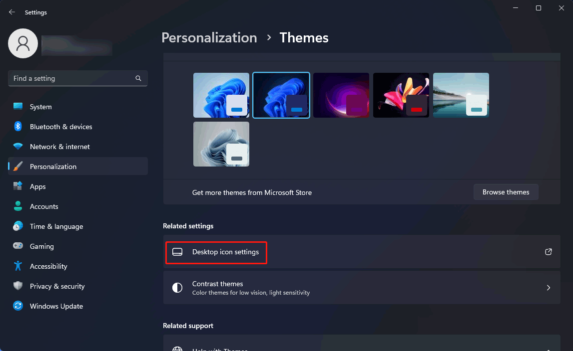 click Desktop icon settings