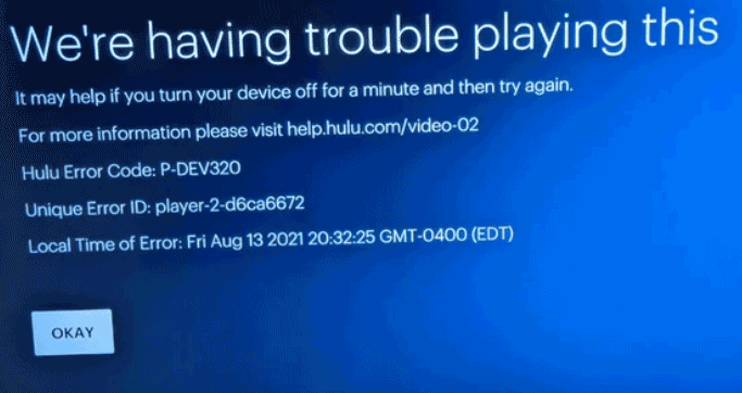 we’re having trouble playing this Hulu