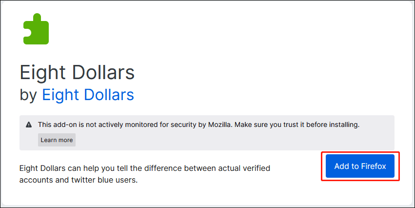 click Add to Firefox