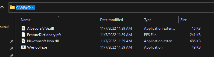 copy the location of the ViVeTool folder