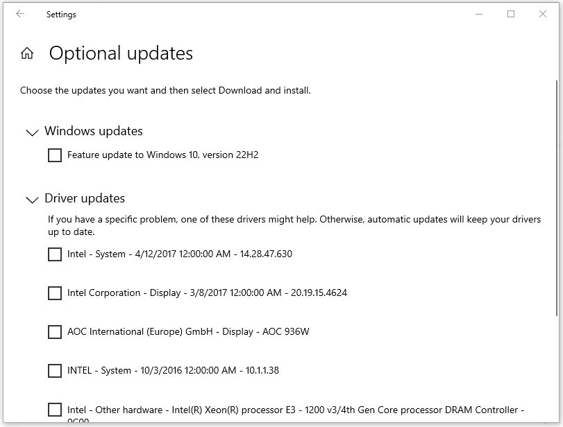 choose Driver updates