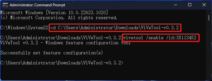 run command to enable Windows 11 VPN indicator