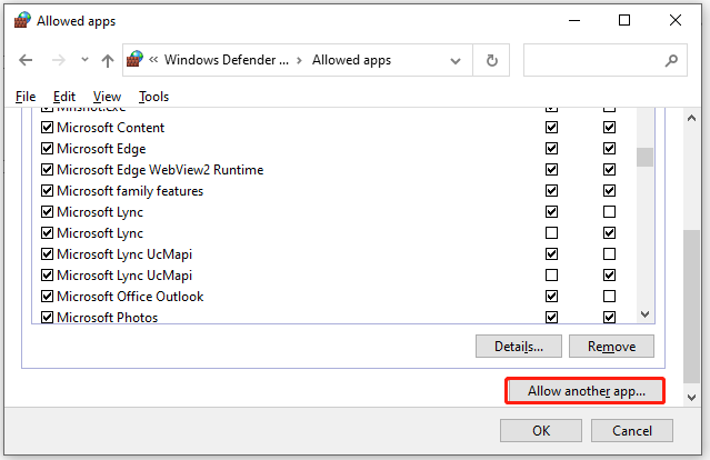 hit Allow another app