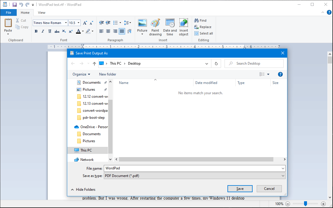 select a location and name the PDF file