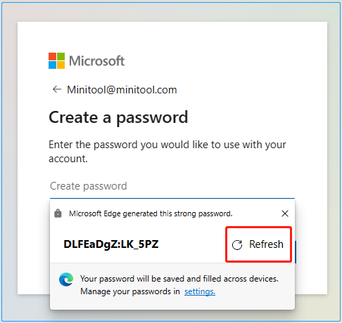 choose the button to change a password