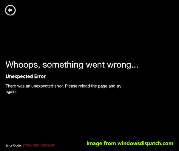 Netflix error code S7363-1260-00002E3F