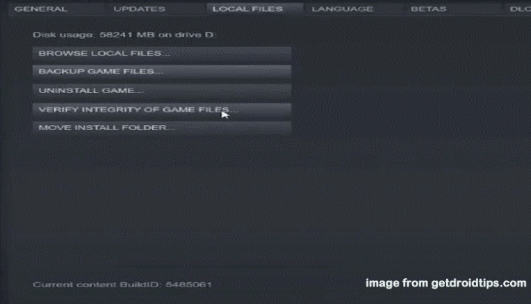verify integrity of game files 
