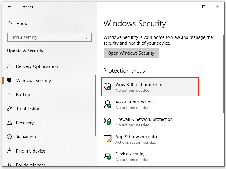 hit Virus & threat protection