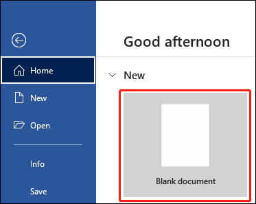 open a new blank document
